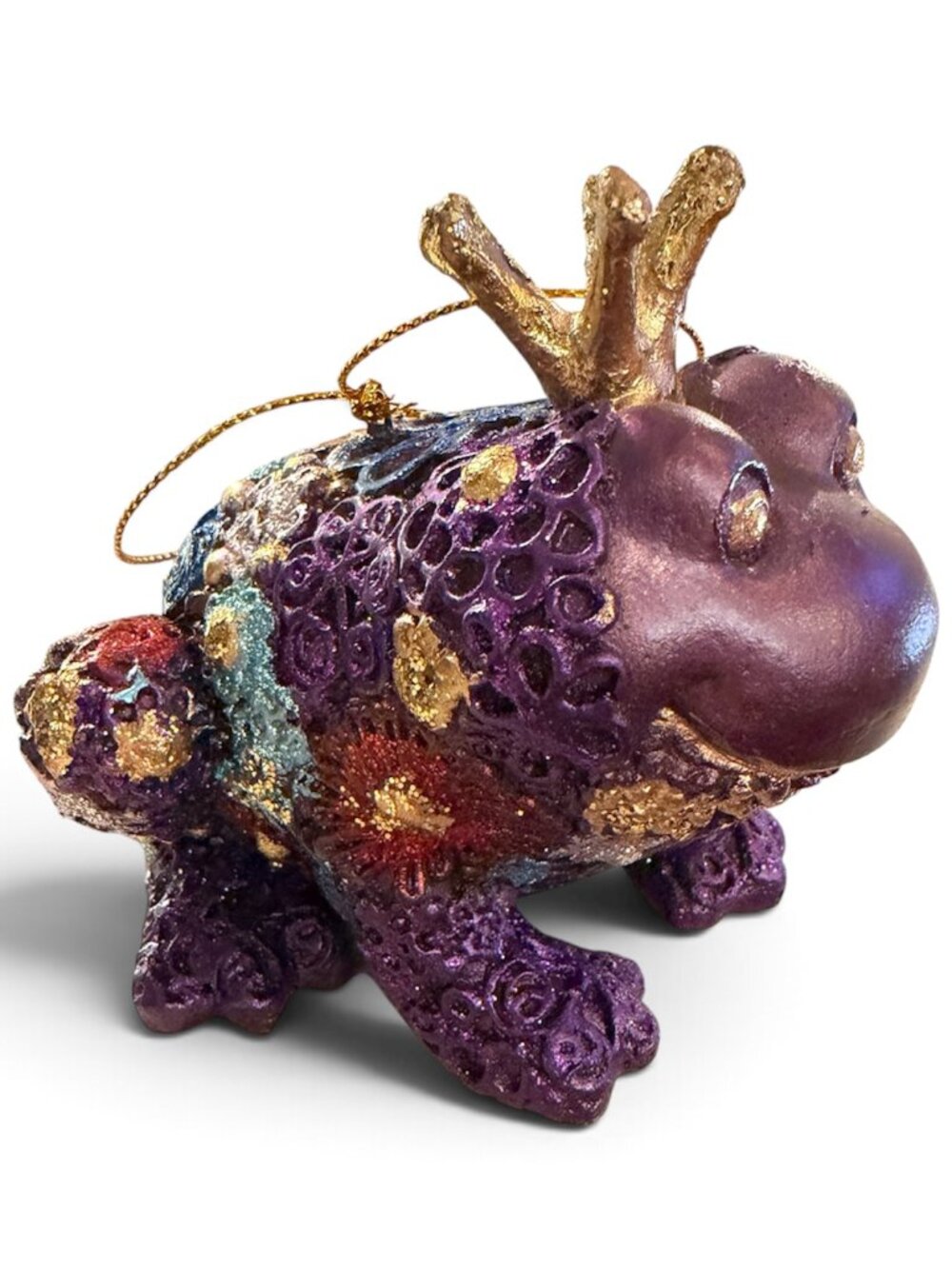 Hand-Painted Plum Frog Prince Ornament/NWOT